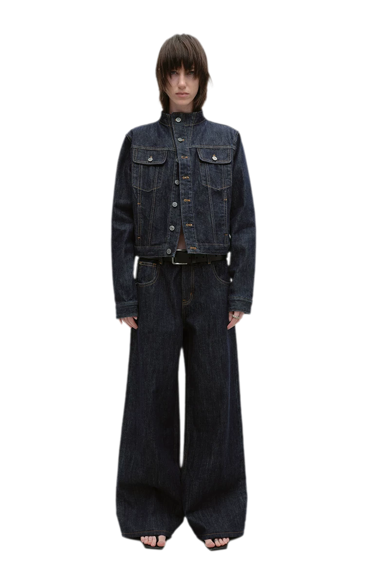 Redline Cropped Raw Denim Jacket