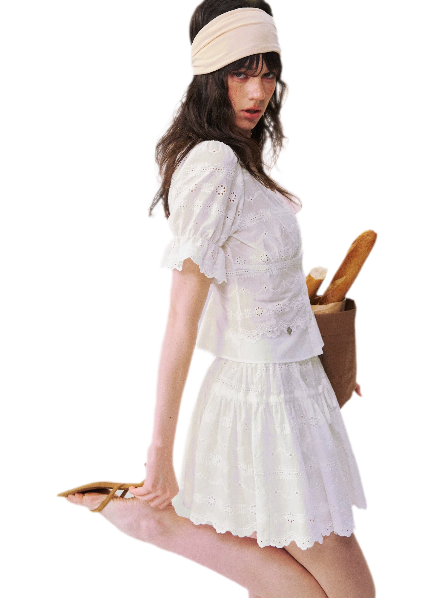 Eyelet Embroidered Top & Skirt Set