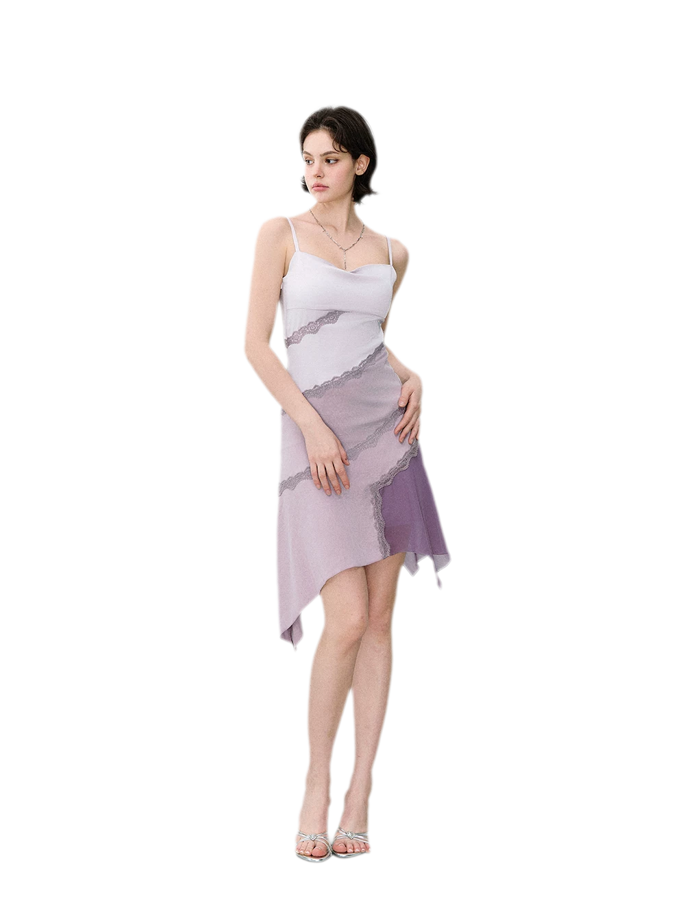 Asymmetric Satin Cami Dress