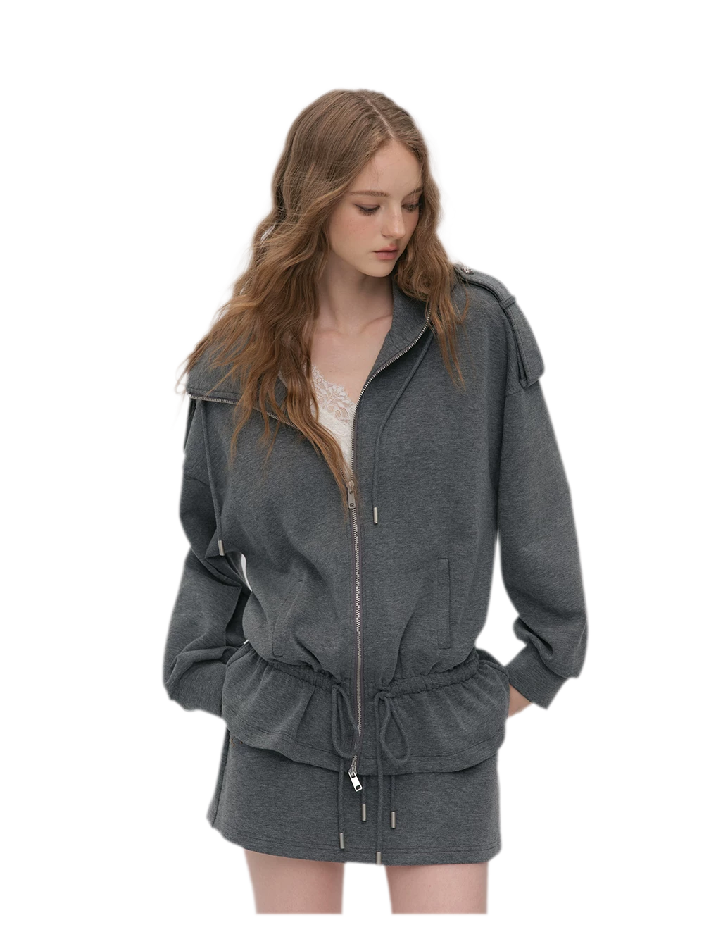 Air-Layer Hooded Skirt Set