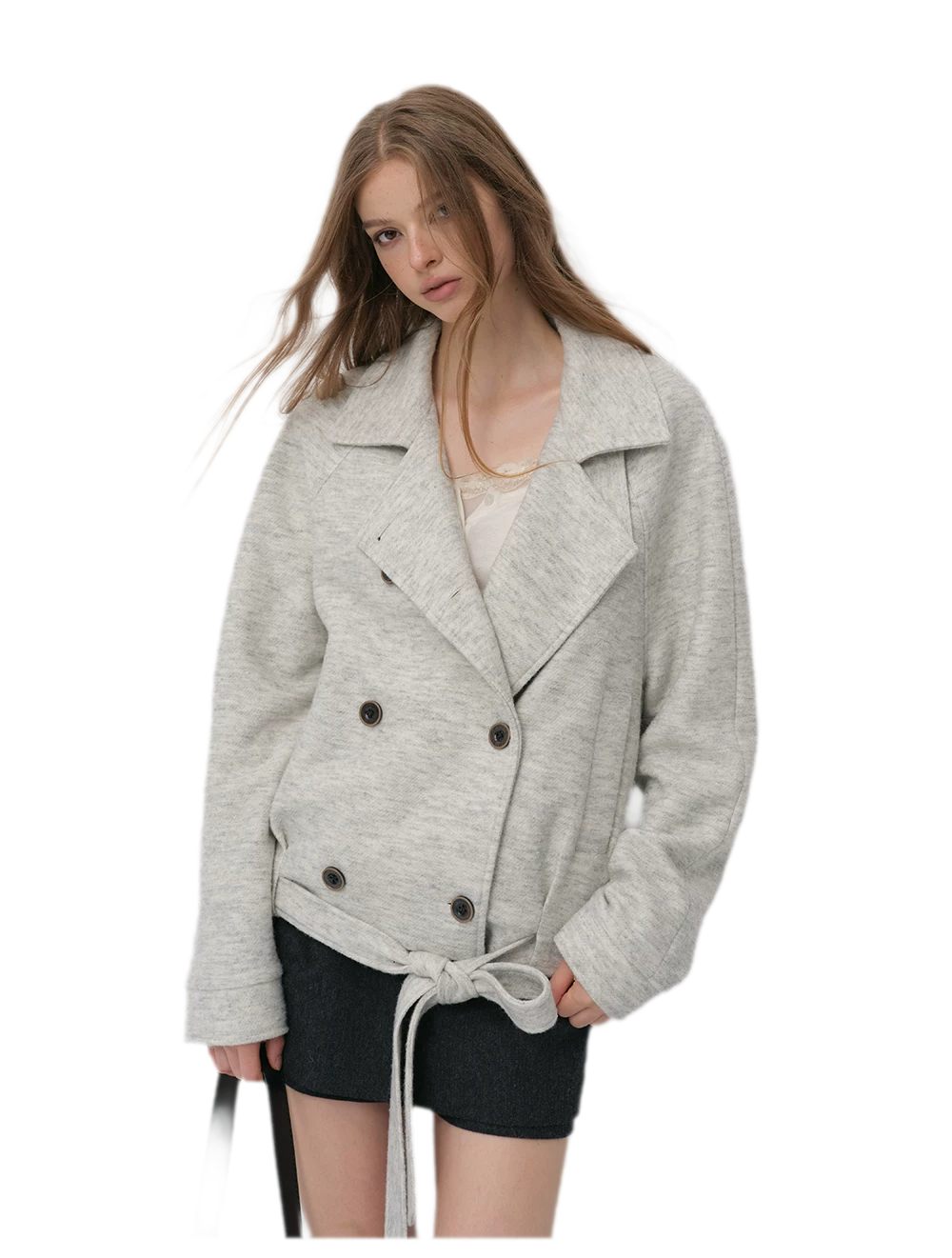 Brushed Wool Blend Short Coat