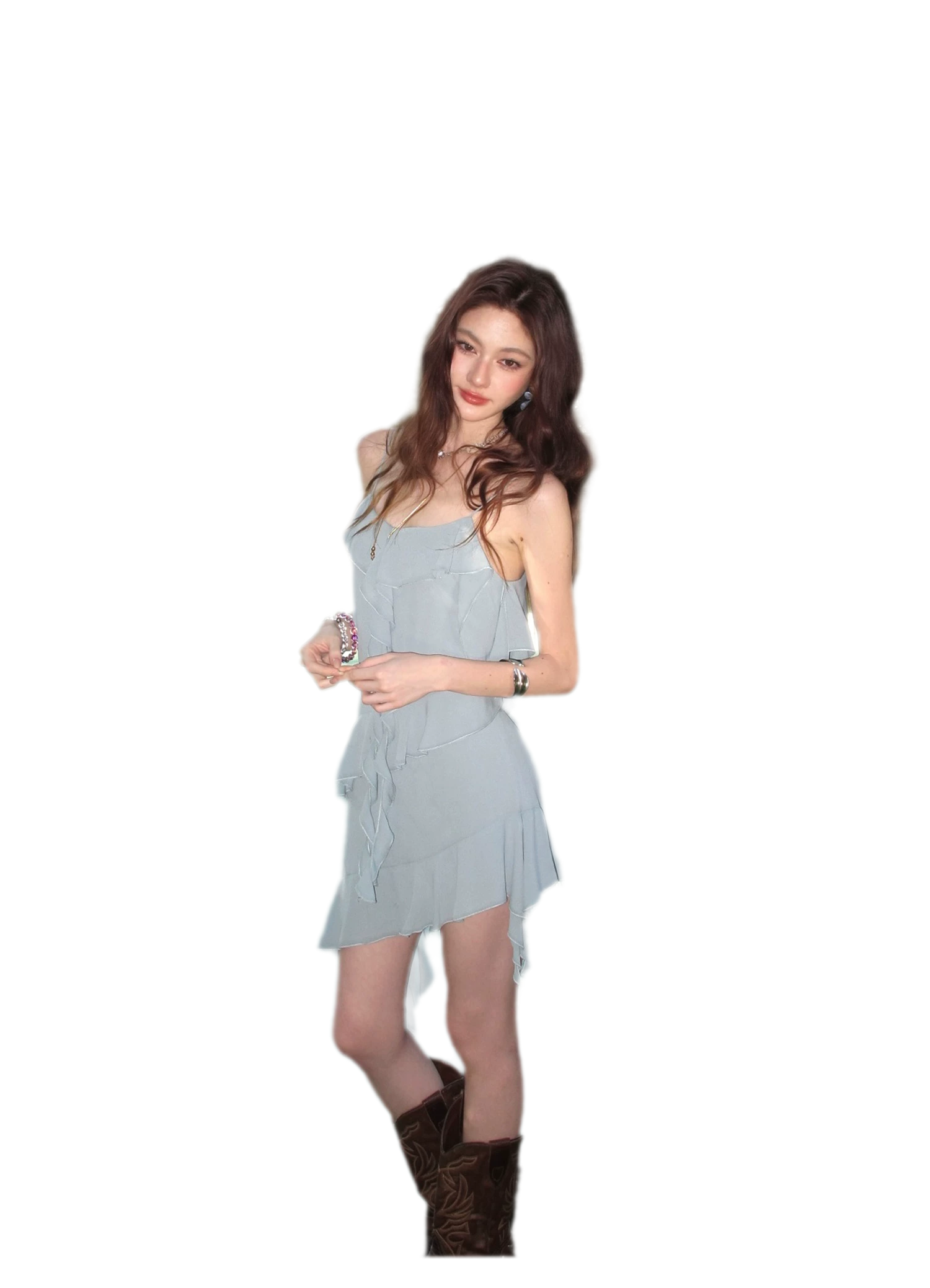 Ruffled Asymmetric Cami Dress
