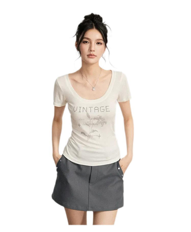 Floral U-Neck Tee