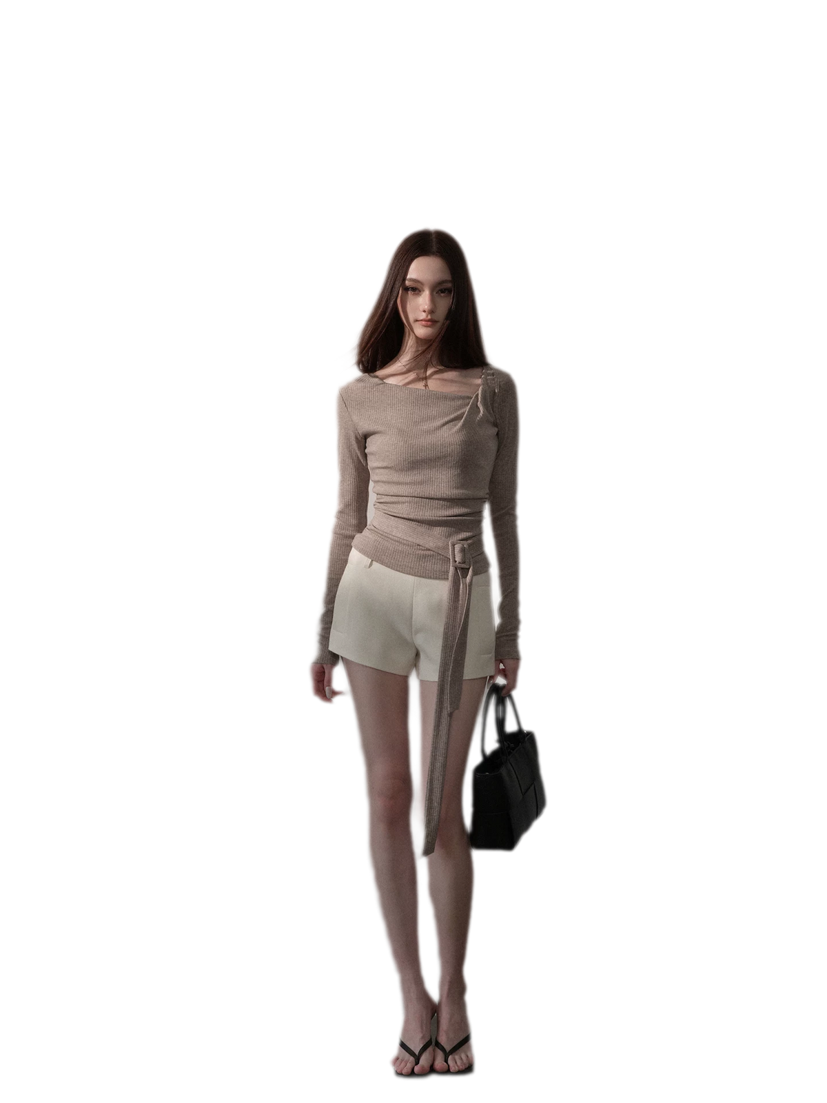 Wool-Blend Double-Pocket Mid-Waist Shorts