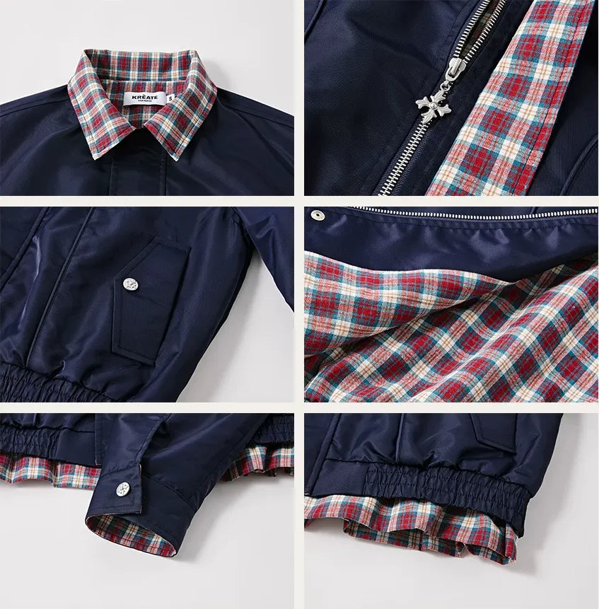 Vintage Houndstooth Harrington Jacket