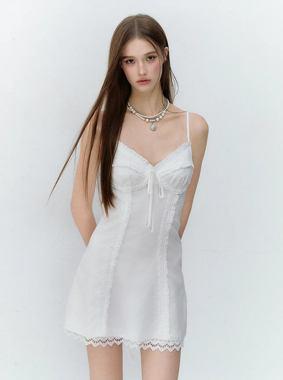 French Style Bow Tie Waist A-Line Dress