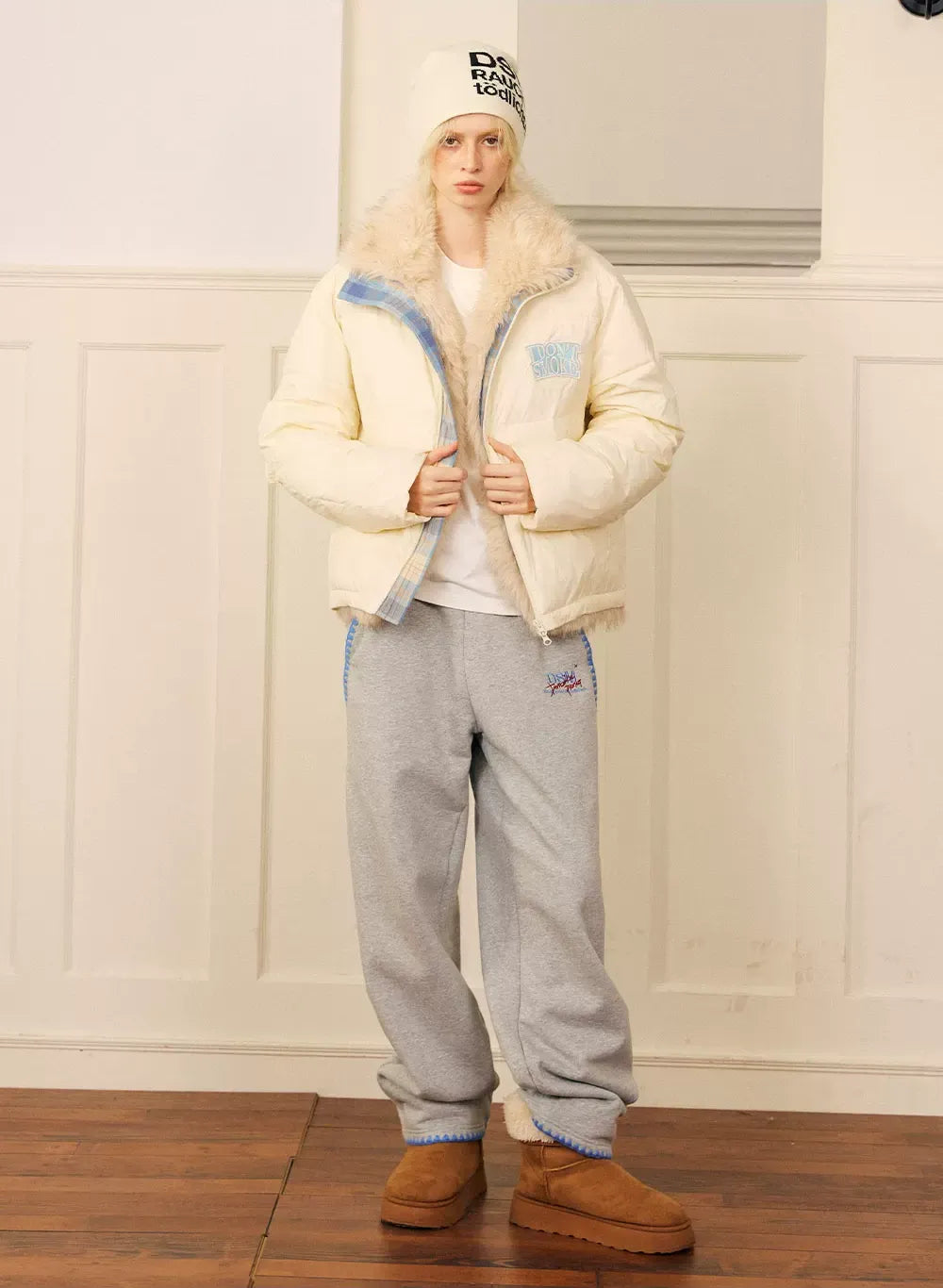 Plush Collar Quilted Winter Jacket