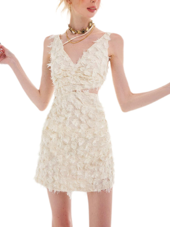 Feather Fringe Mini Dress