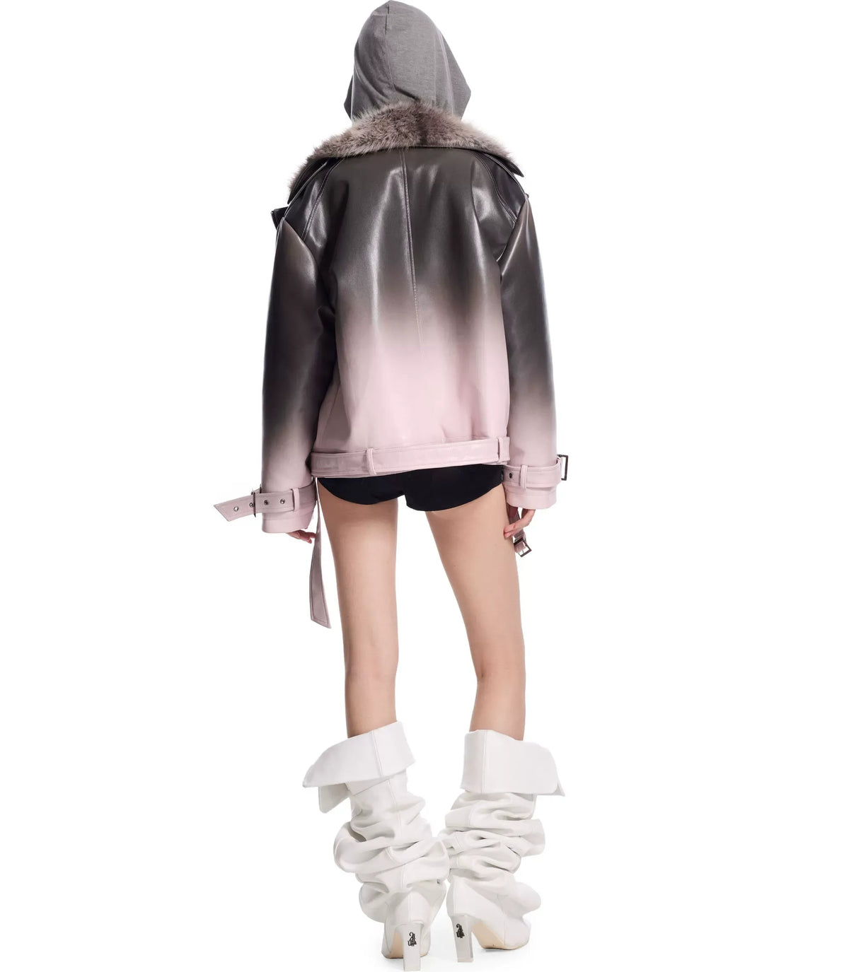 Gradient Tie-Dye Biker Jacket