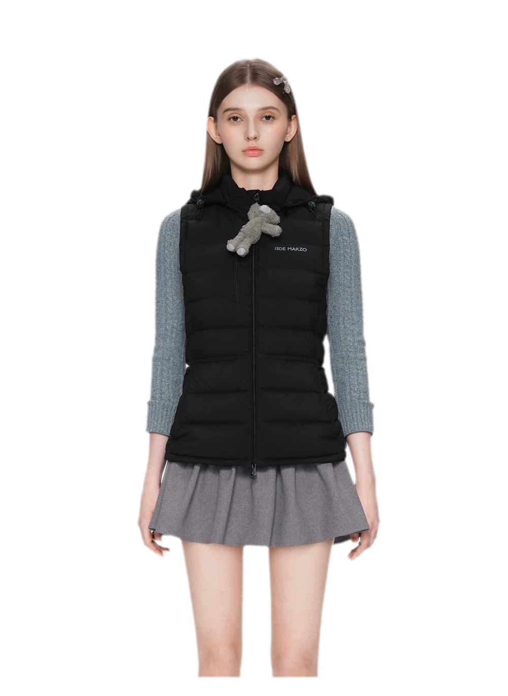 Cinched Hooded Quilted Down Vest