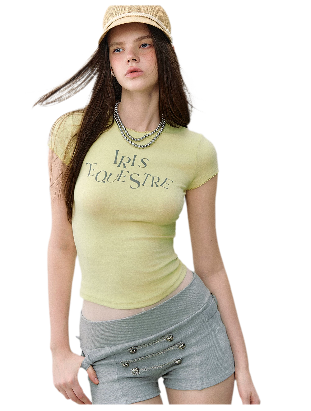 Tencel-Cotton Letter Print Slim T-Shirt