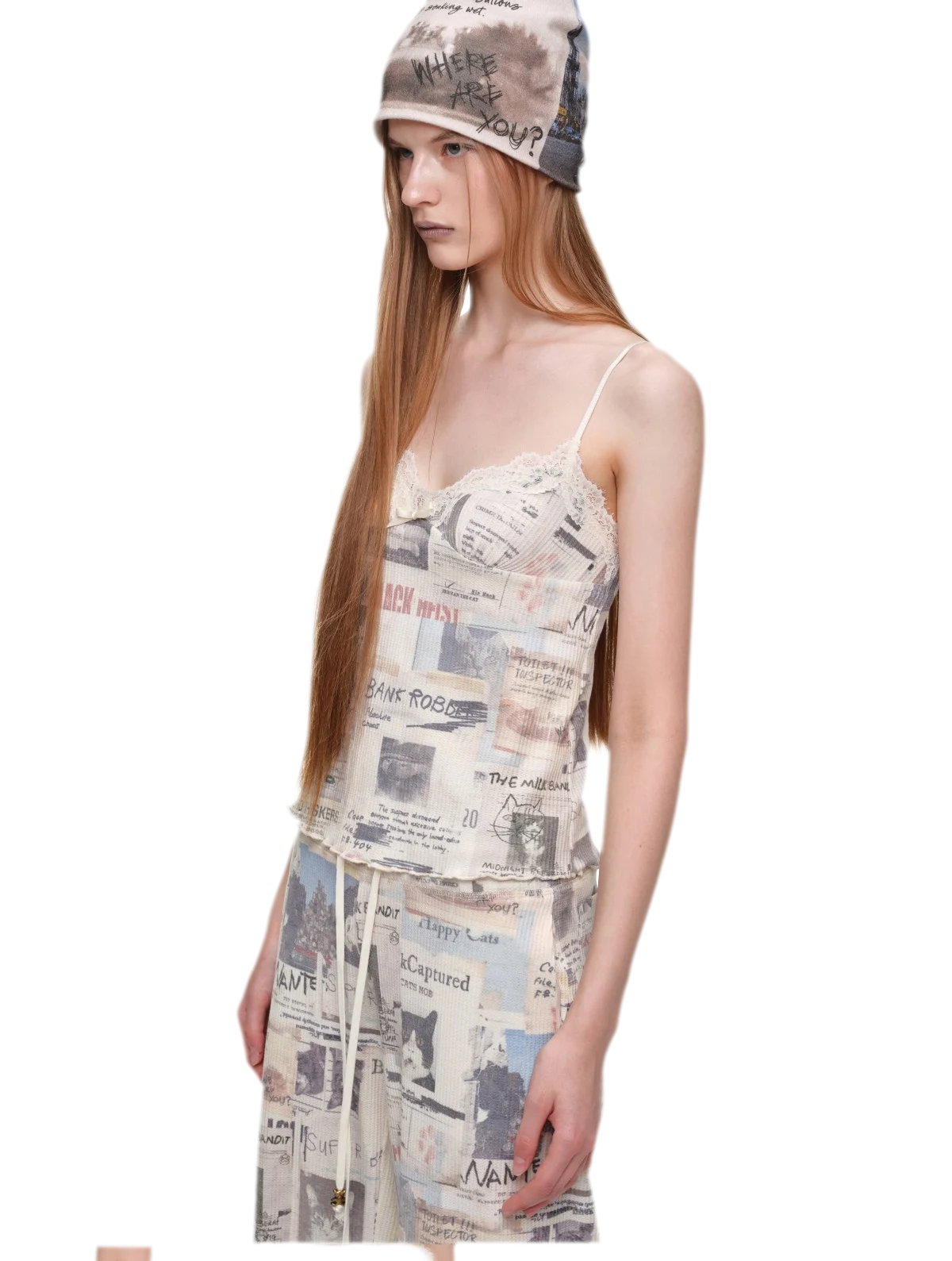 Waffle Print Hooded Set