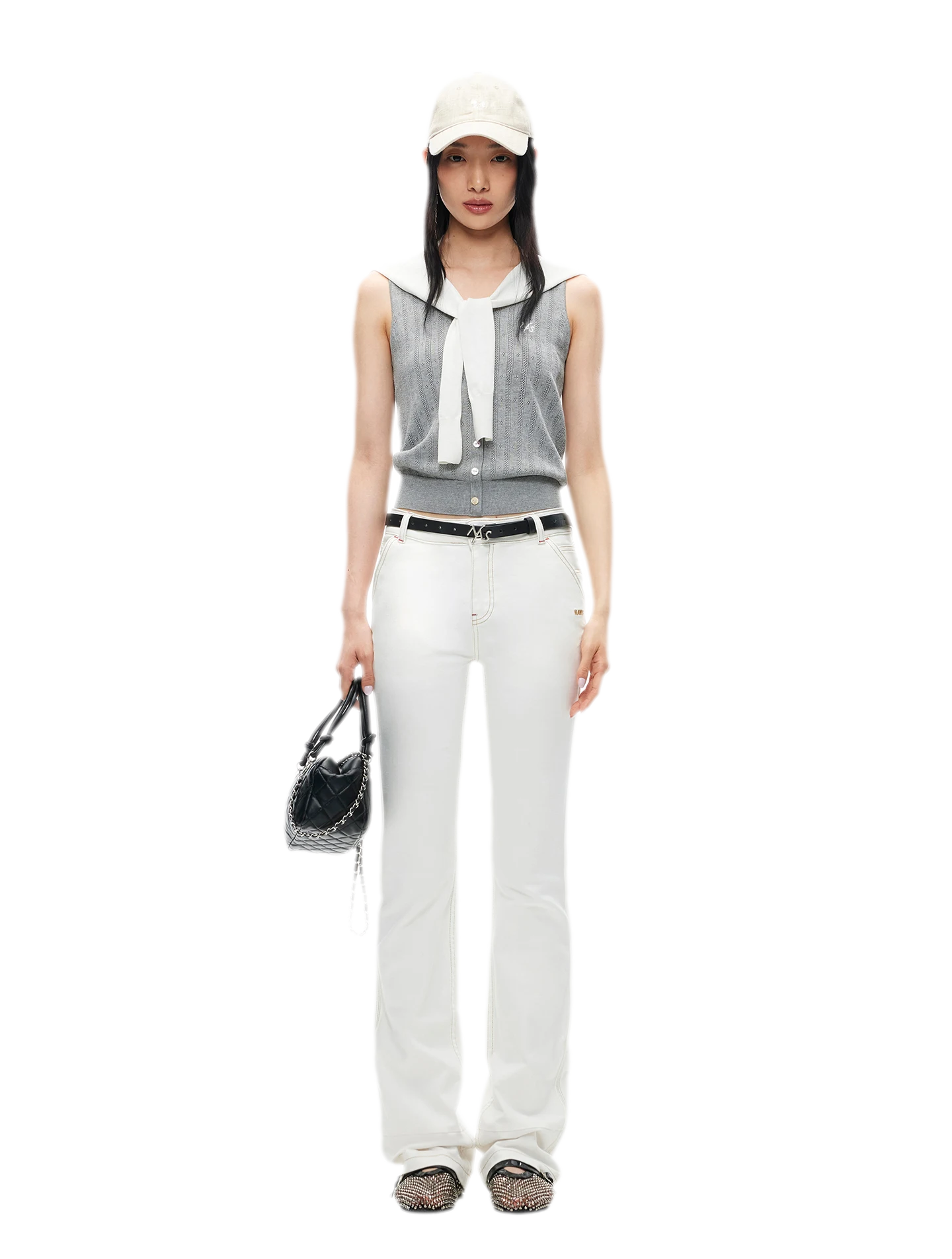 White Denim Jeans - Slim Fit Straight Leg