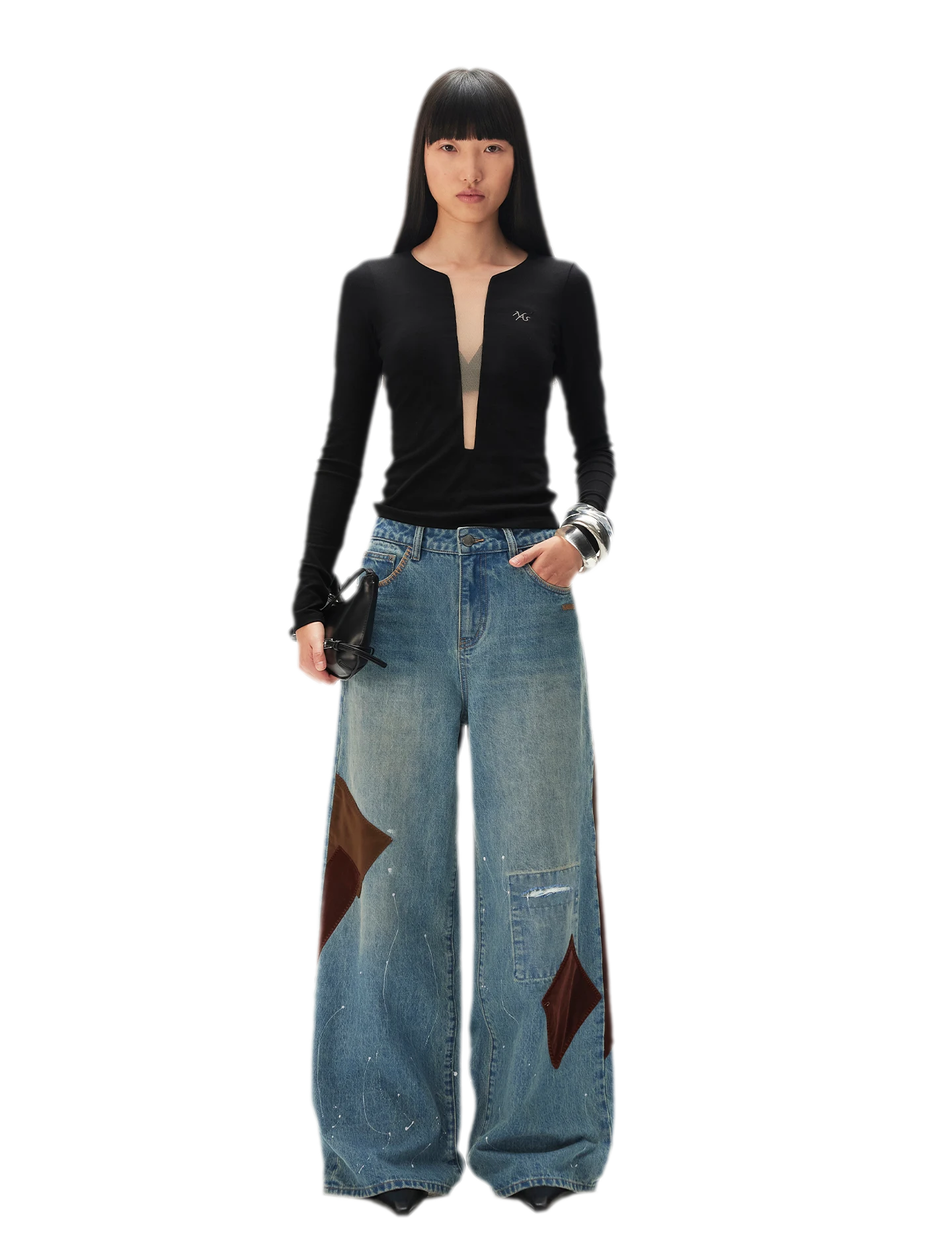 Mesh V-Neck Slim Tee