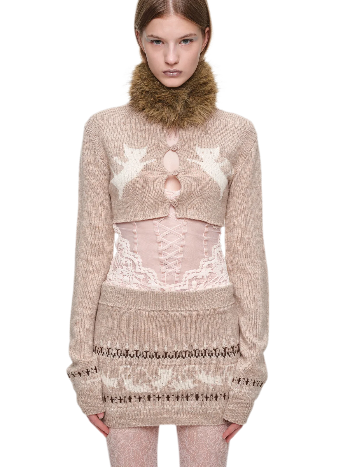 Ensemble en maille court Fair Isle