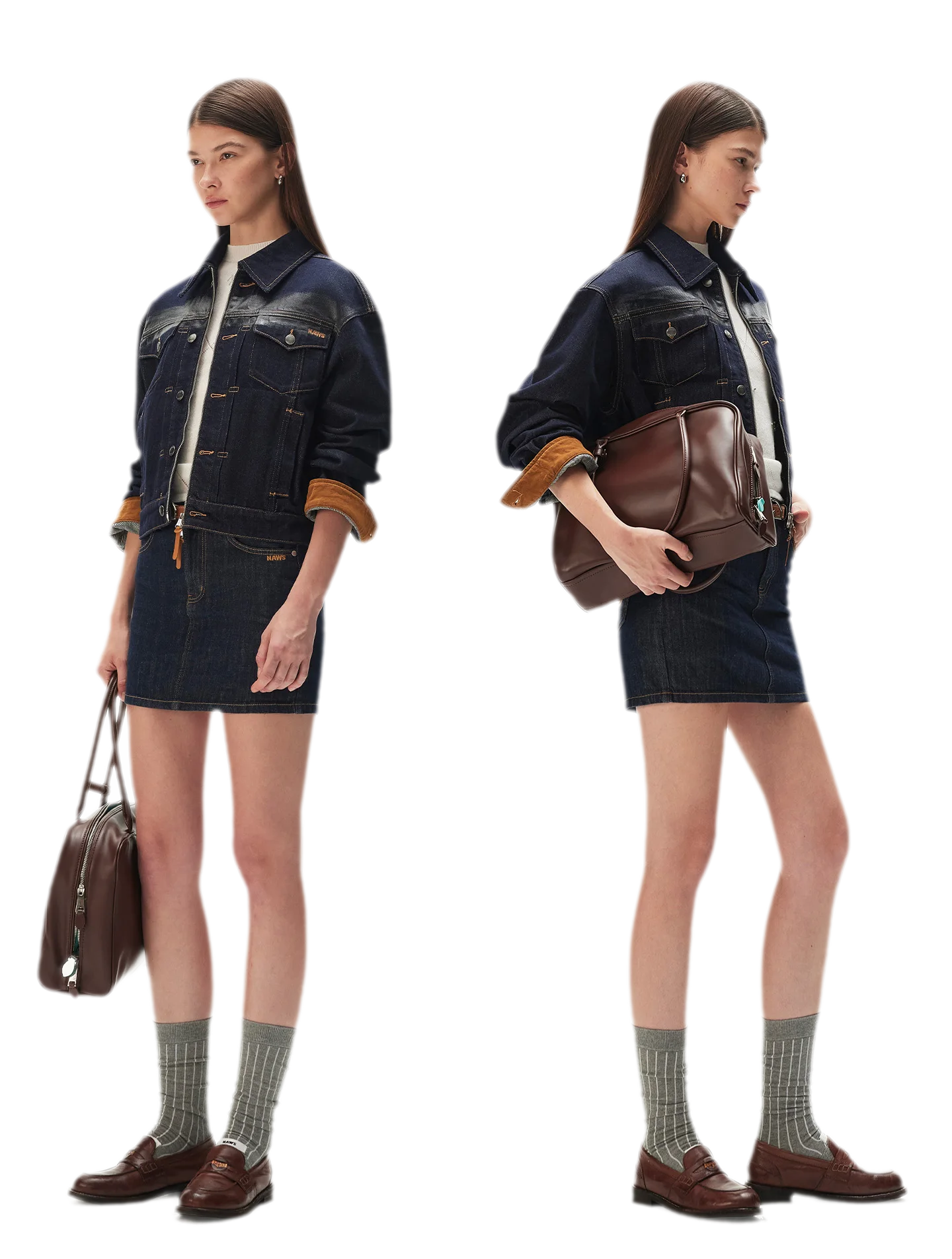 Suede-Patch Coated Denim Jacket