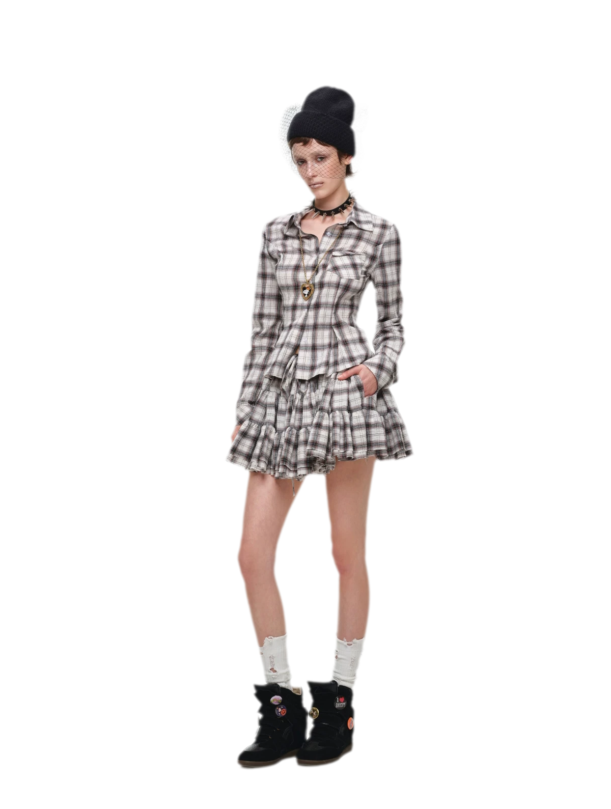 Plaid Tiered Skirt Set
