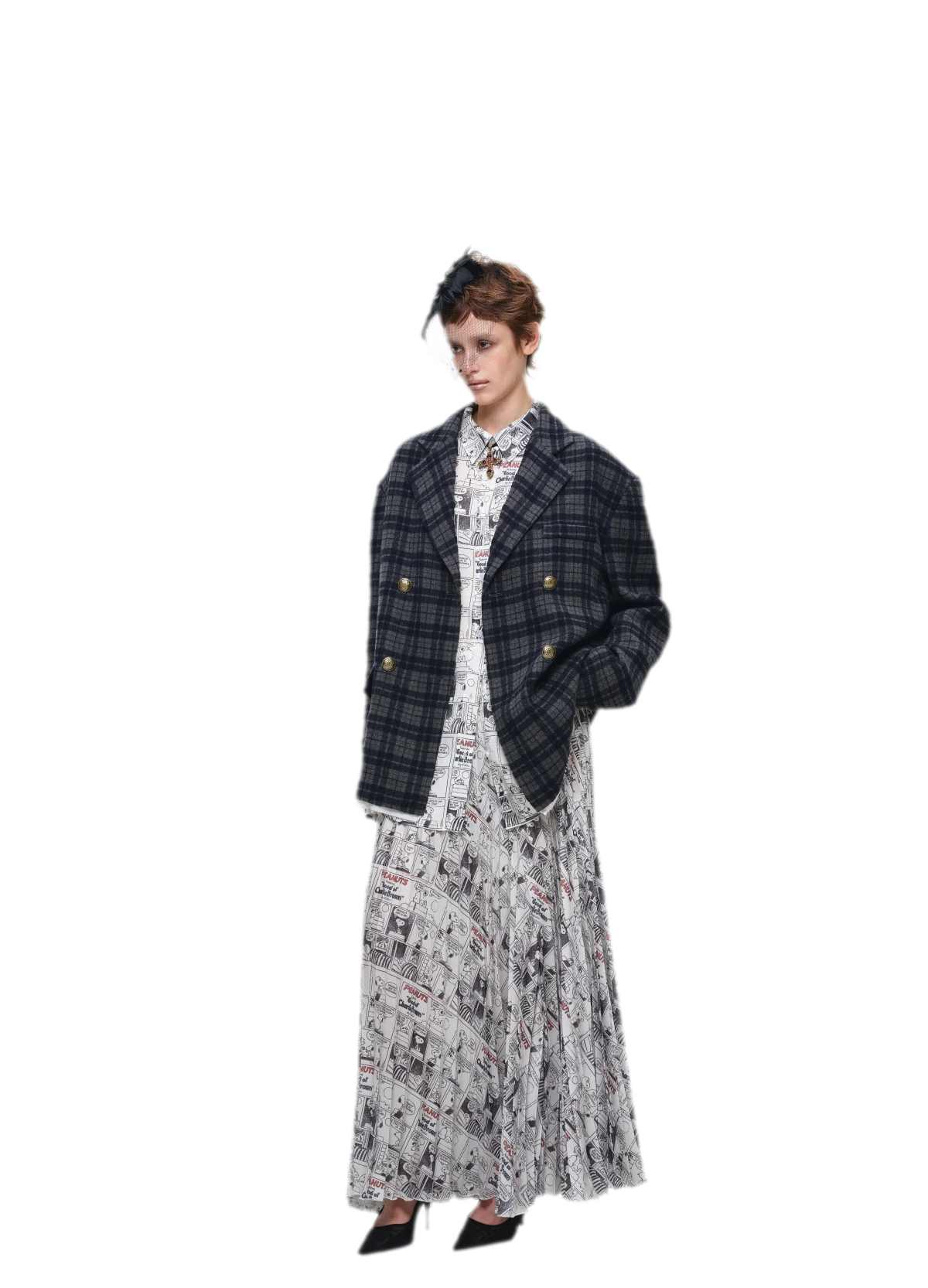 Pleated Newspaper A-Line Skirt
