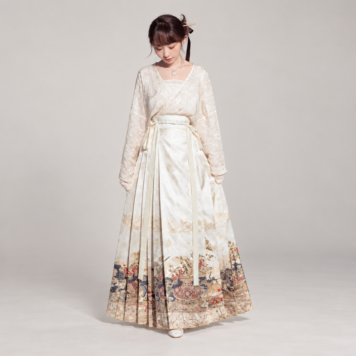 素瓷·九曜金枝 Porcelain Branches Ming-Style Mamian Skirt