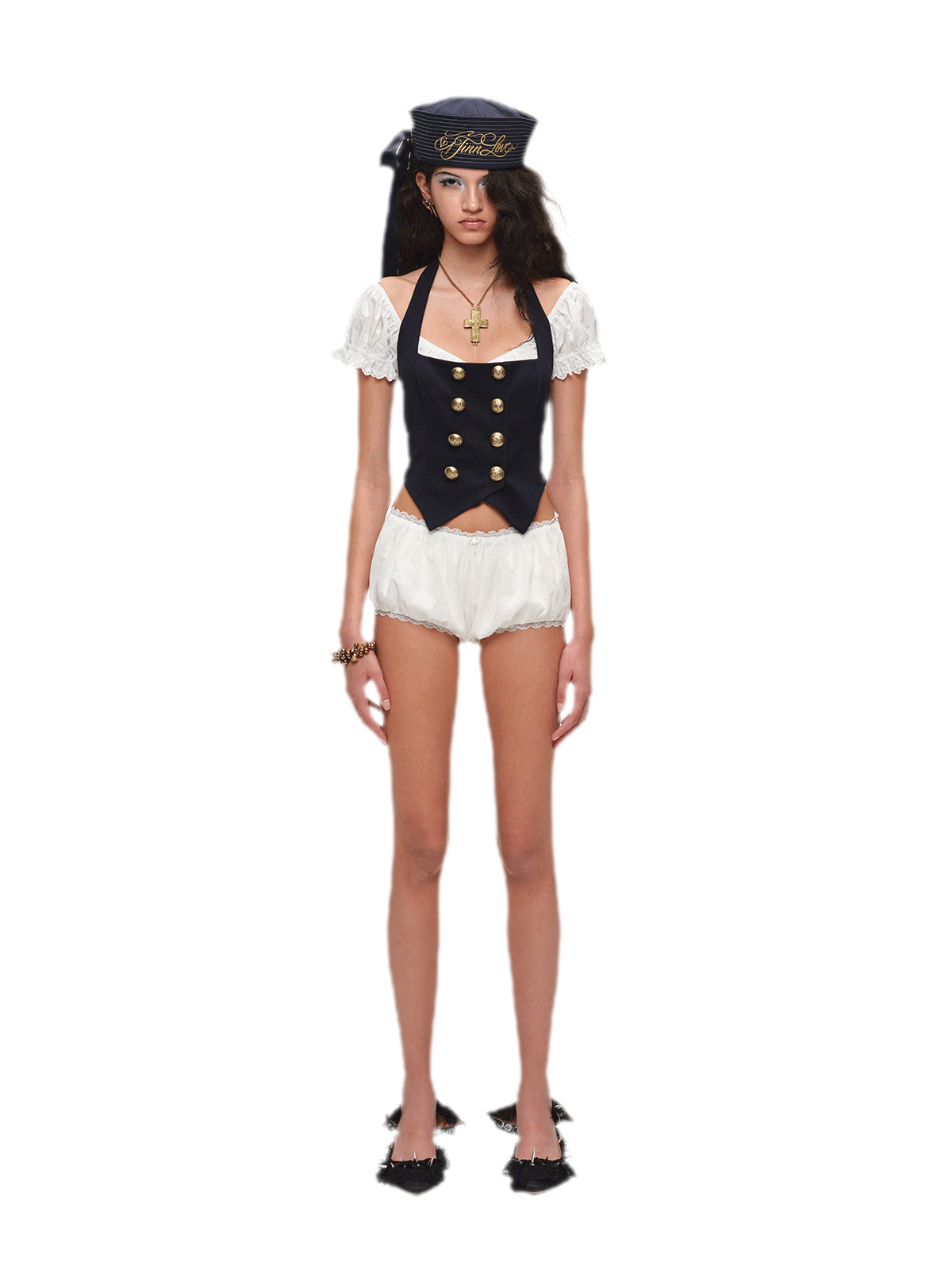 Vintage Navy Style Knit Halter Vest