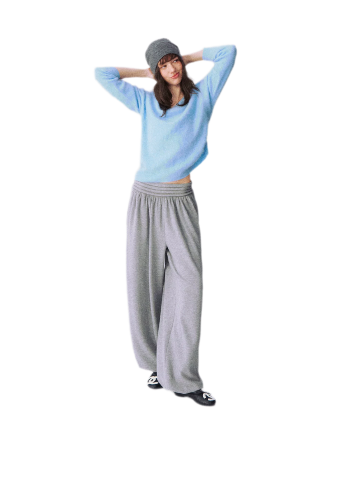 กางเกงถักเนื้อสัมผัสขากว้าง