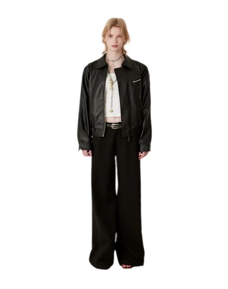 Textured Oversized Leather-Look Jacket