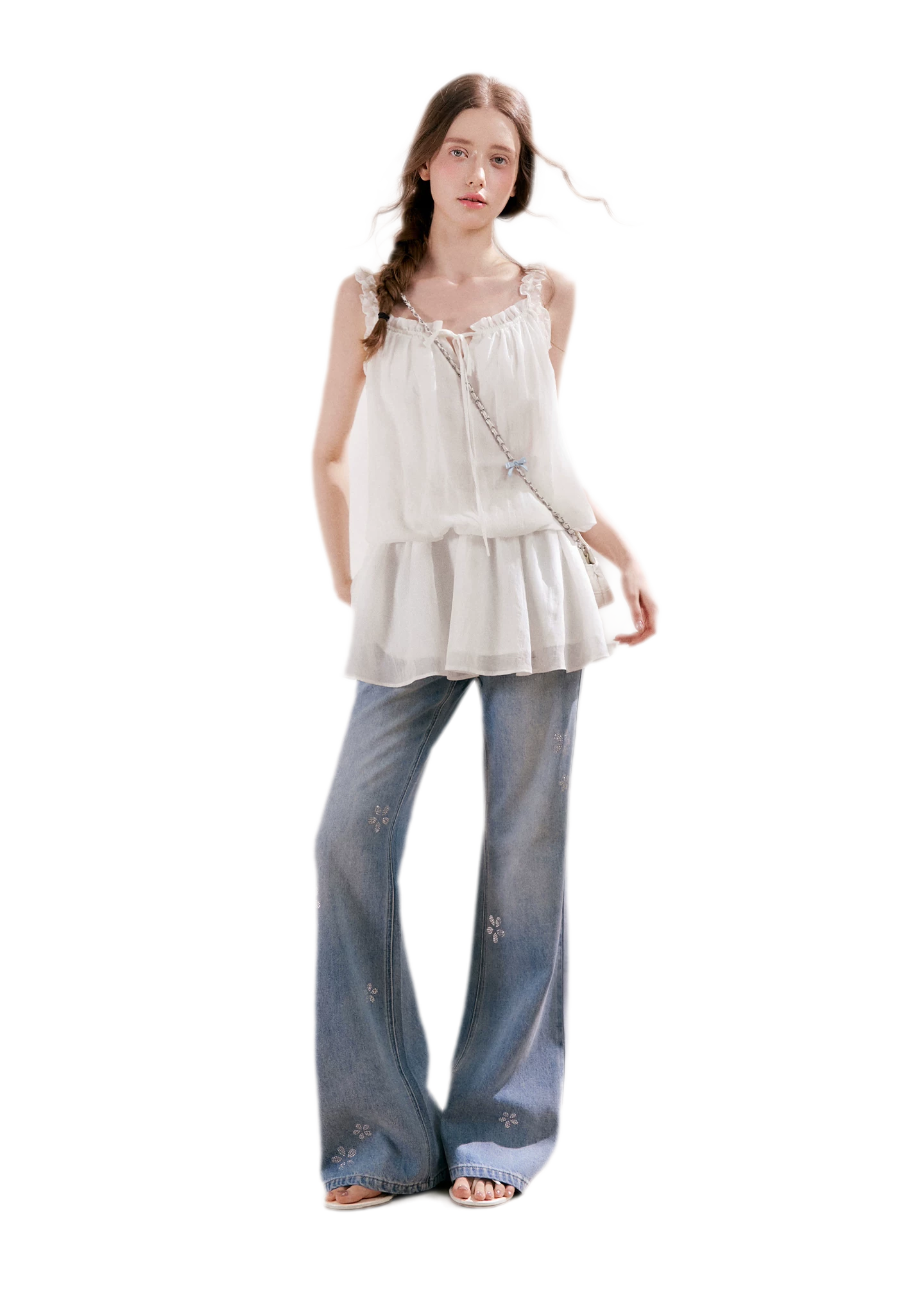 Rhinestone Micro-Flare Jeans