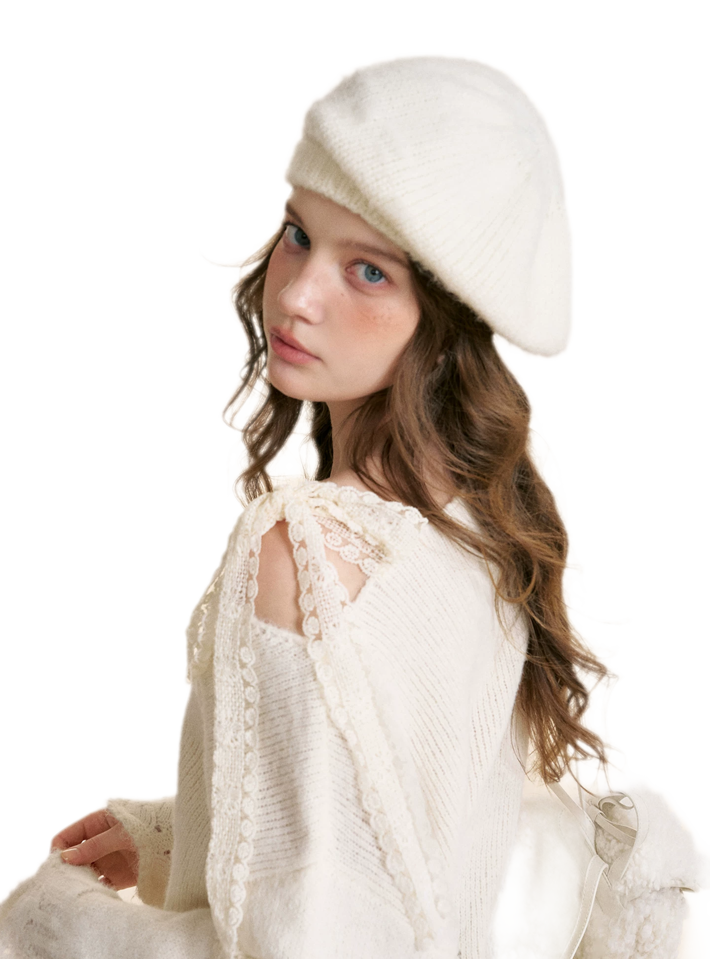 Lace Drawstring Off-Shoulder Sweater