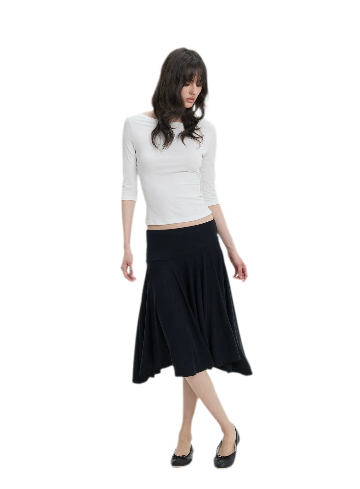Lyocell Boat Neck Knit Top