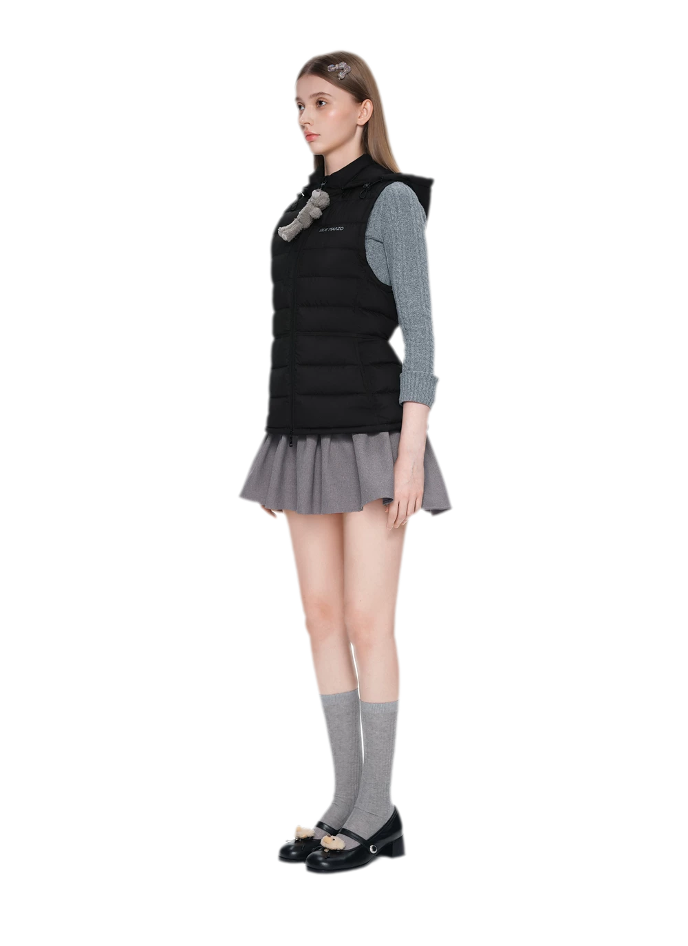 Cinched Hooded Quilted Down Vest