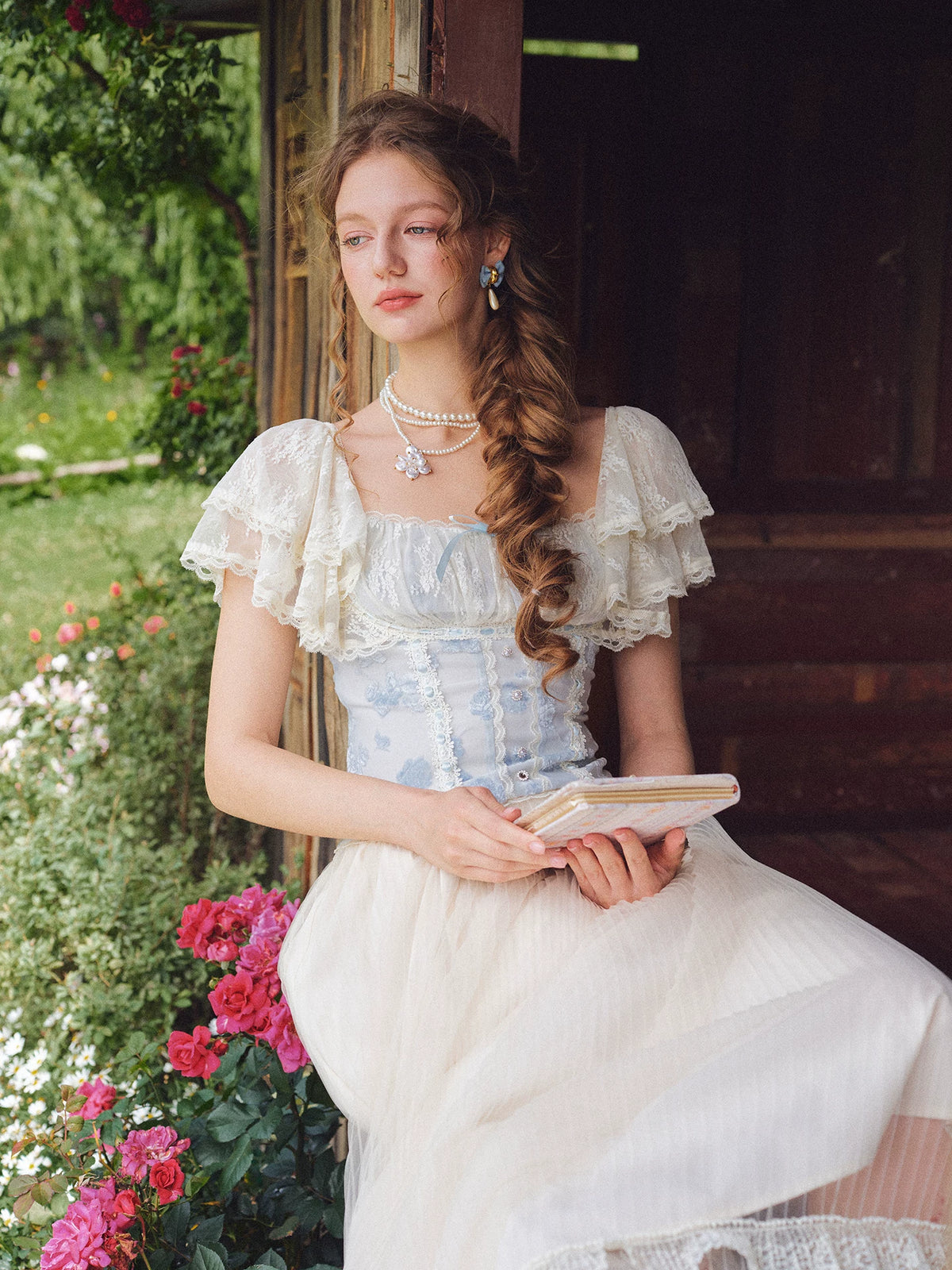 Lace Ruffle Fitted Top