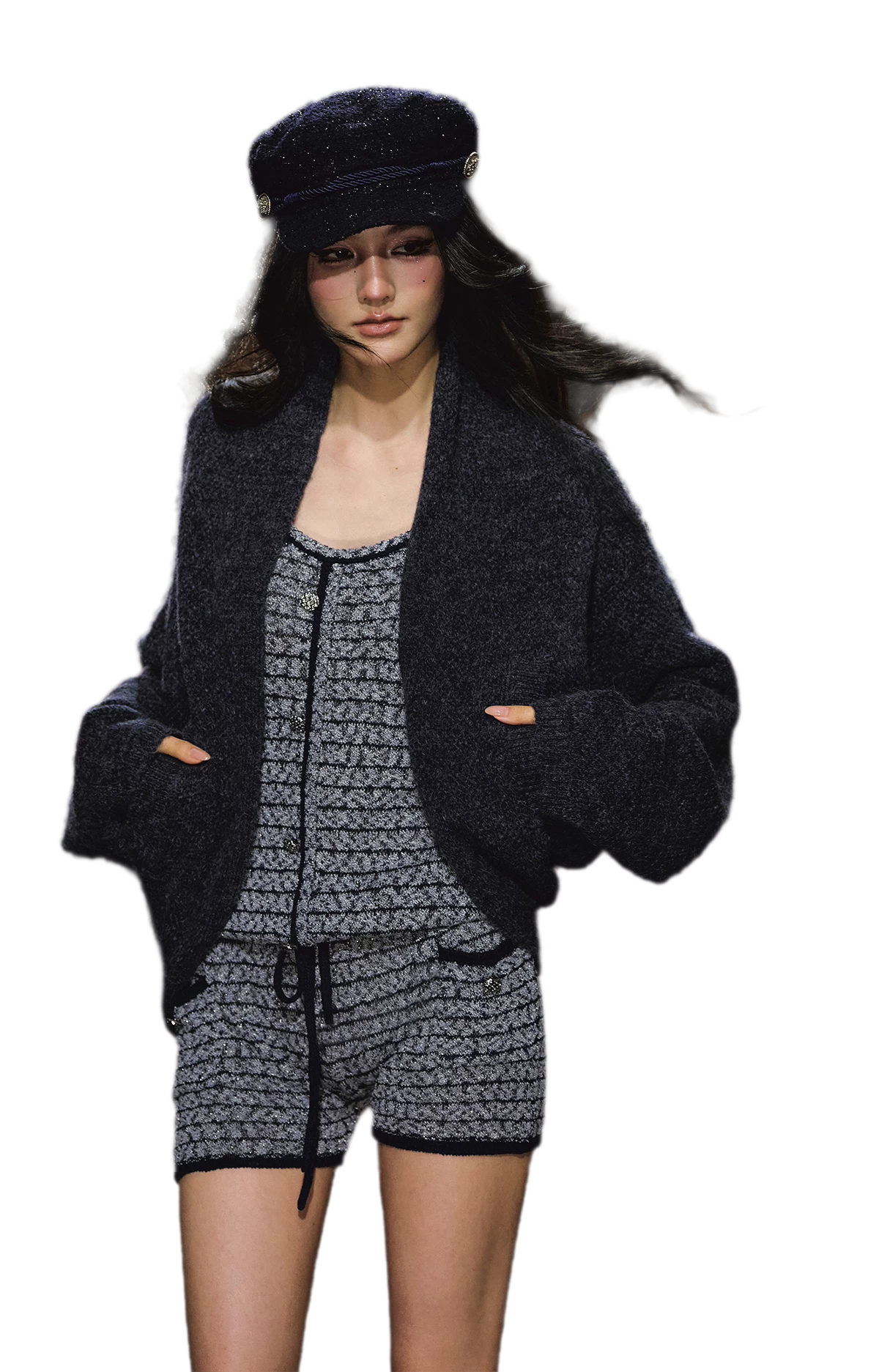Gestreiftes Woll-Jumpsuit-Set