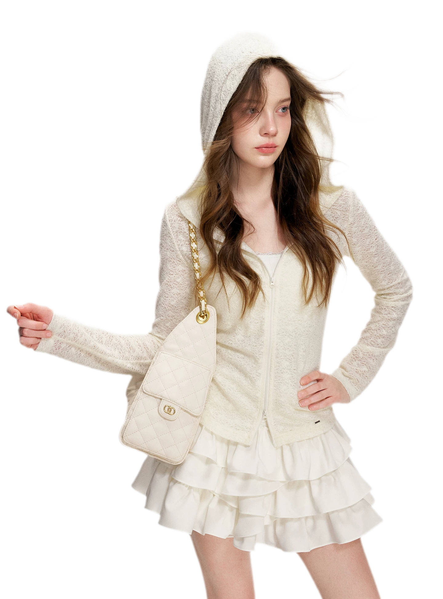 Textured Hooded Knit Cardigan