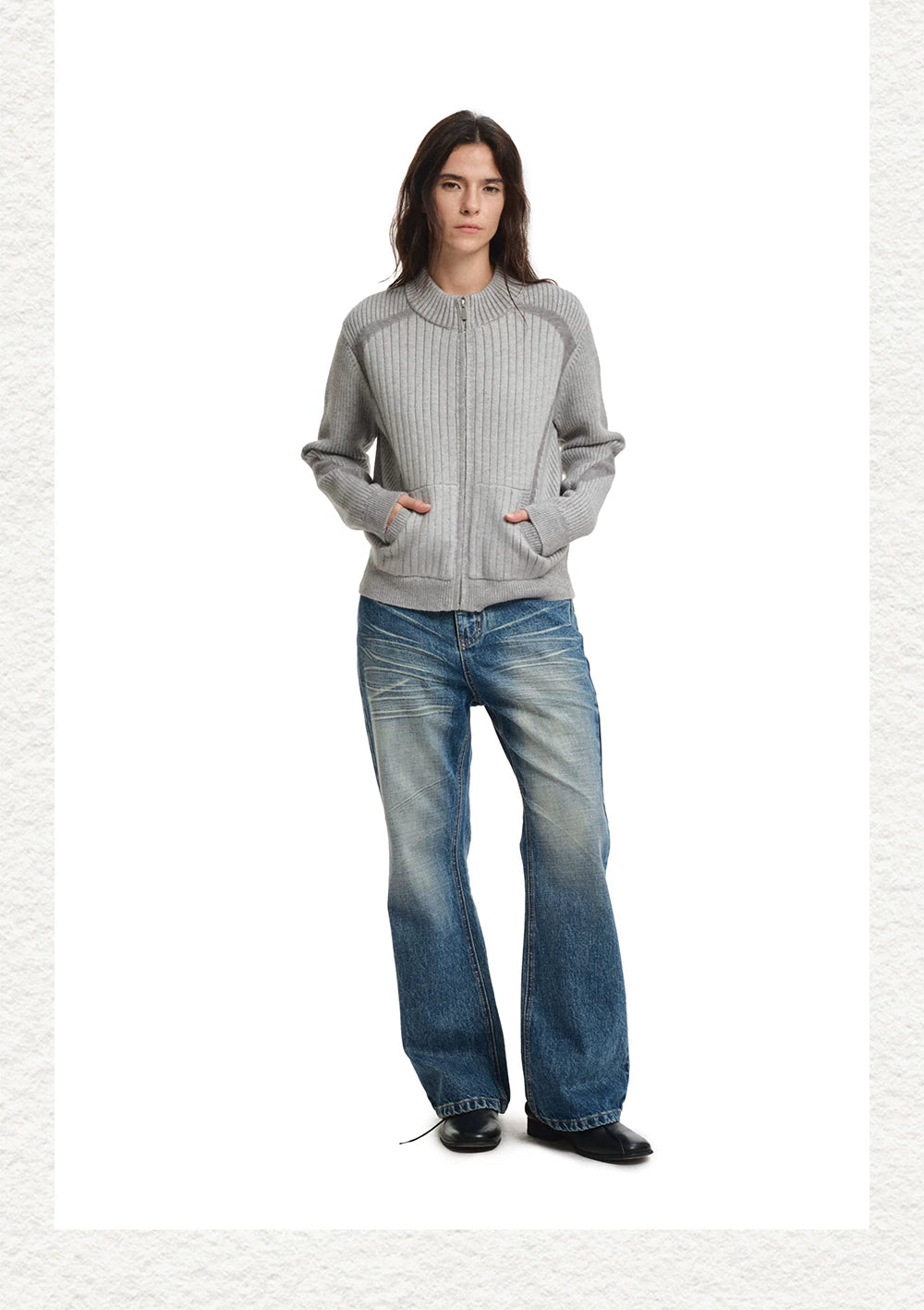 Contrast Jacquard Fitted Knit Cardigan