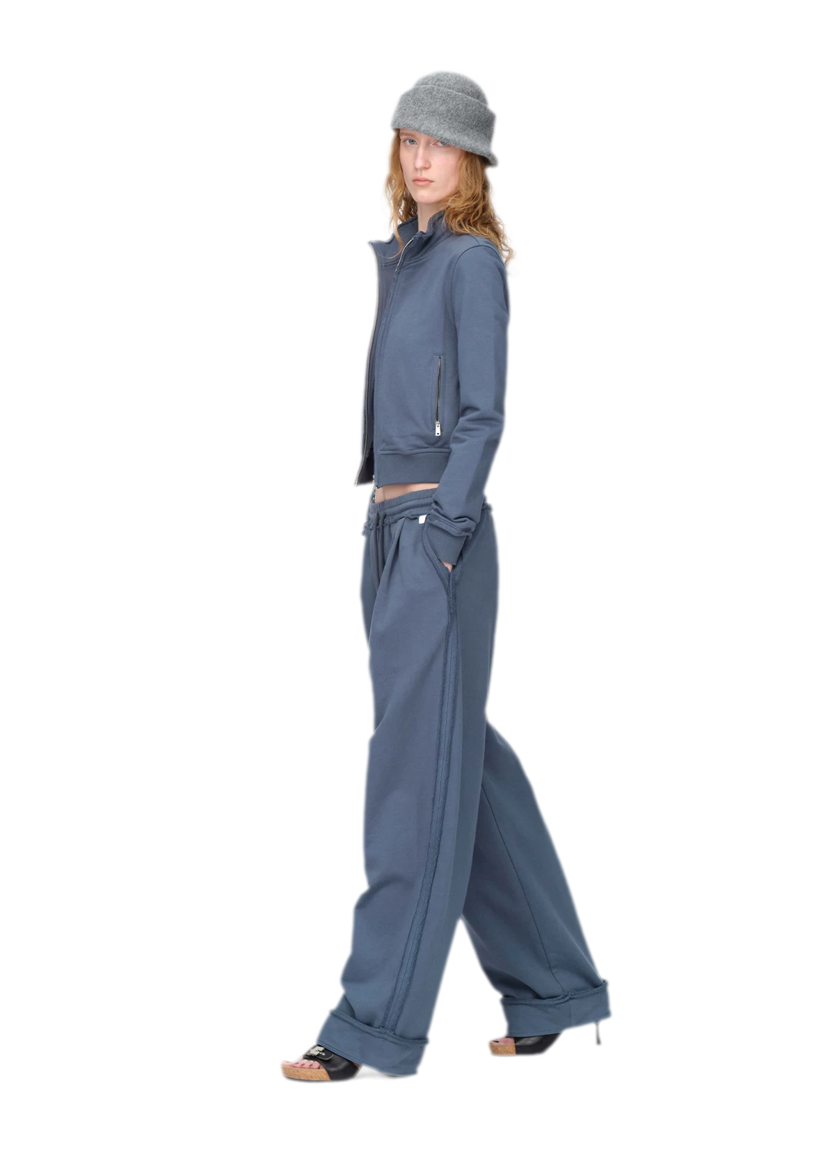 Raw-Edge Cropped Sweatshirt Set