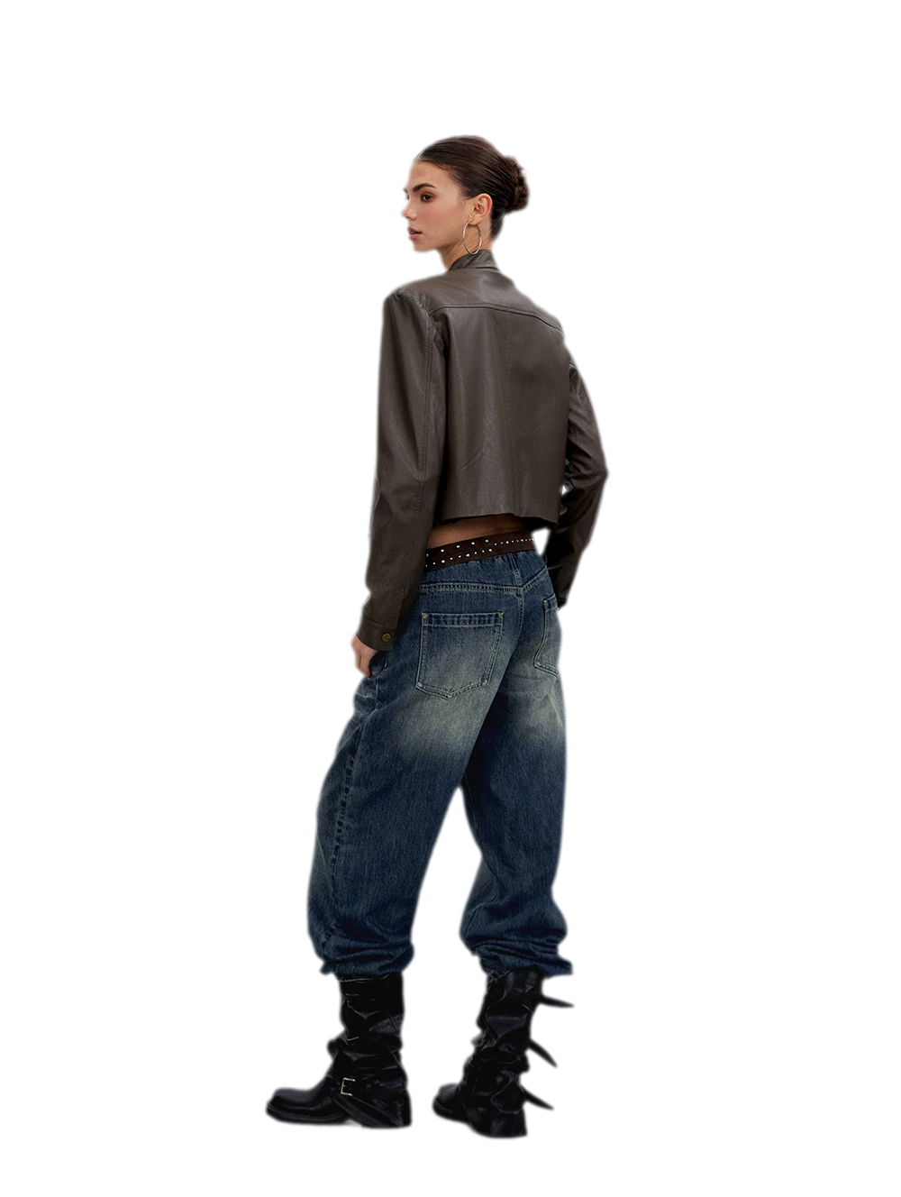 PU Leather Cropped Jacket