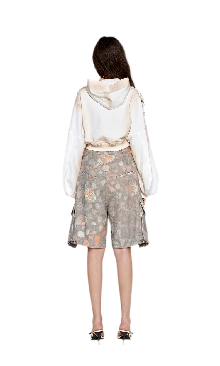 Polka-Dot Cargo Bermuda Shorts