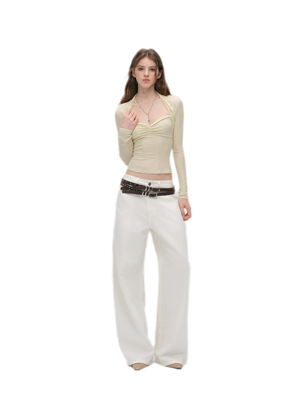 Ruched Lace Layered Top
