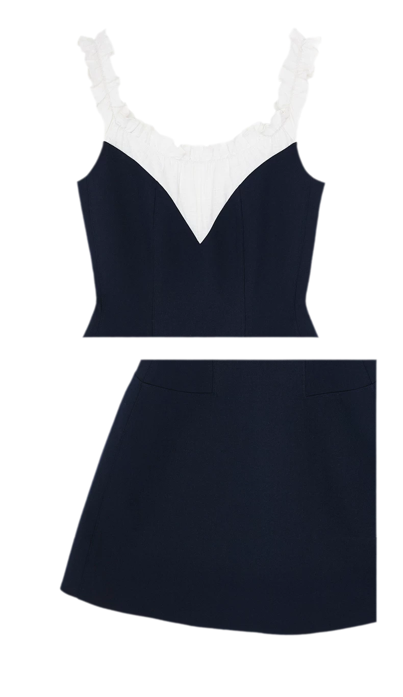 Ruffled Contrast Mini Dress