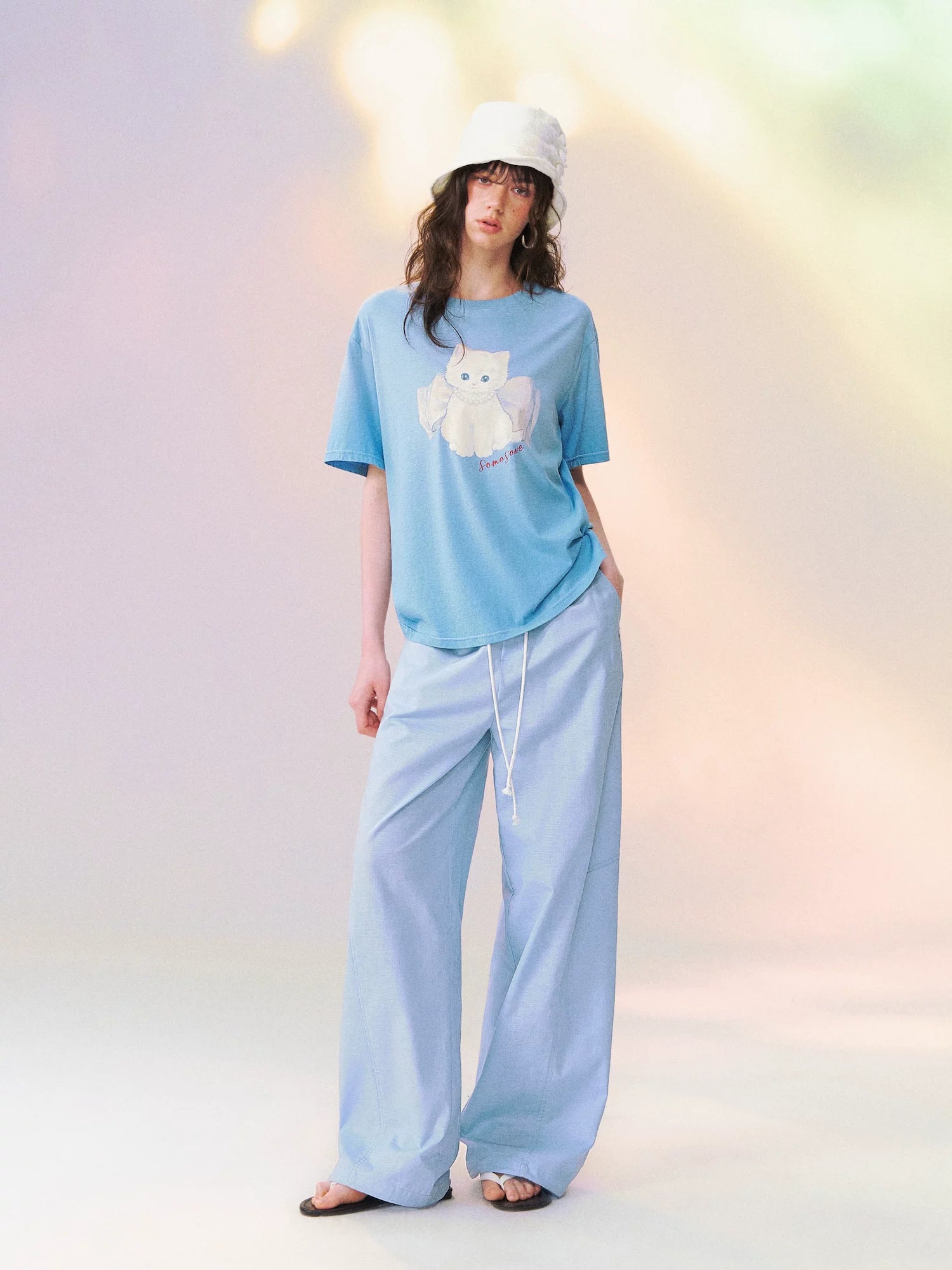 Bow Knot Kitten Short Sleeve T-shirt