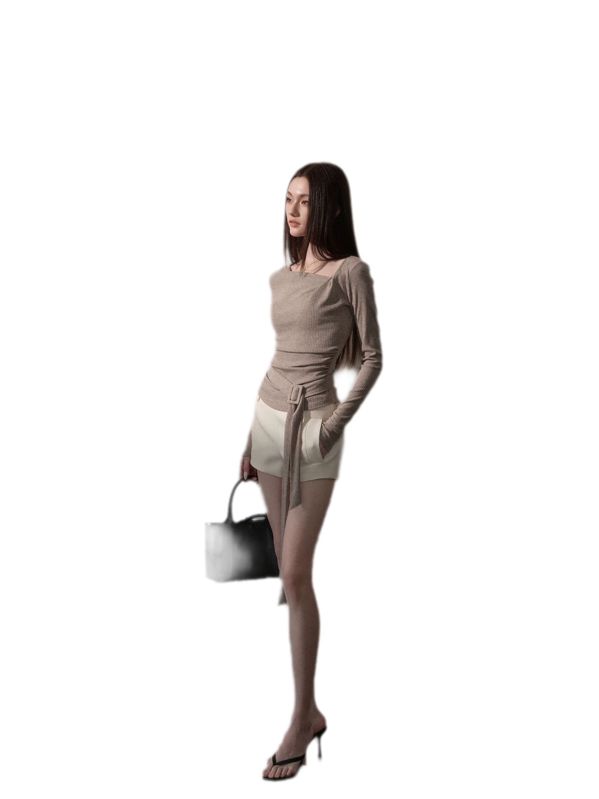 Wool-Blend Double-Pocket Mid-Waist Shorts