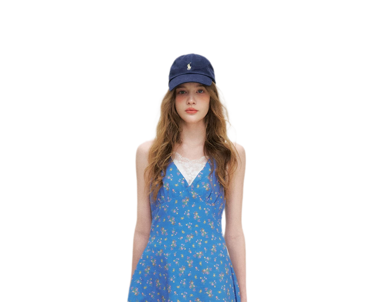 Romantic French Halter V-neck Floral Dress
