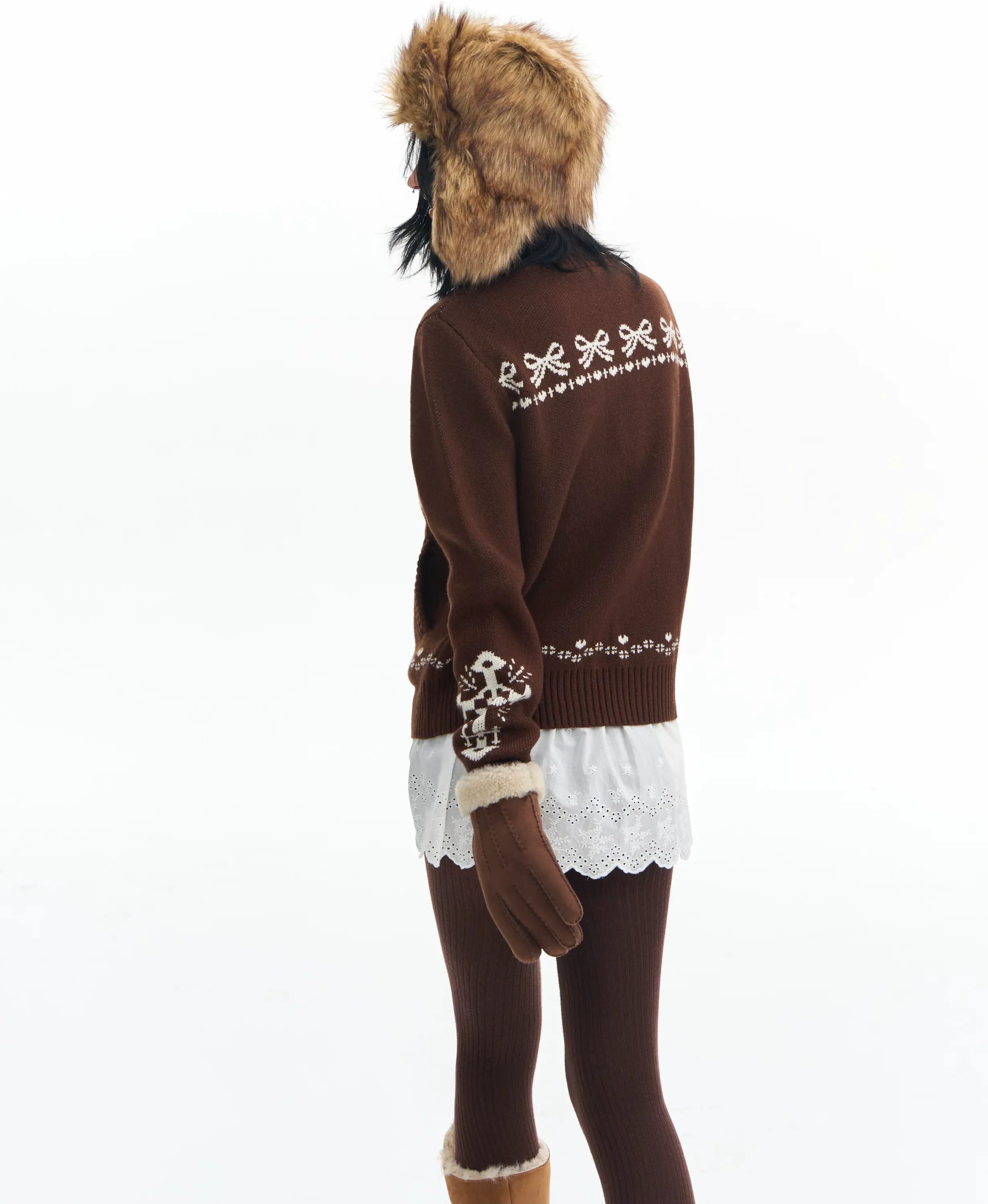 Jacquard Wool Baseball Cardigan