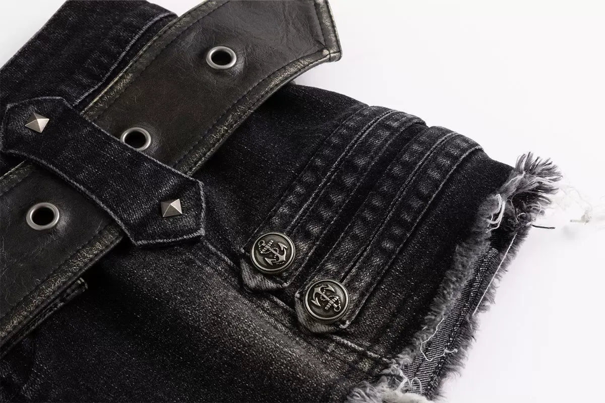 Leather Belt Denim Shorts