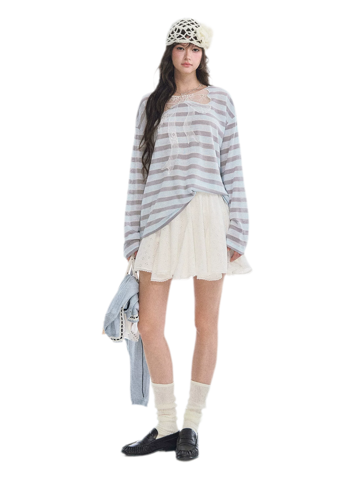 Eyelet Embroidered Lace Mini Skirt