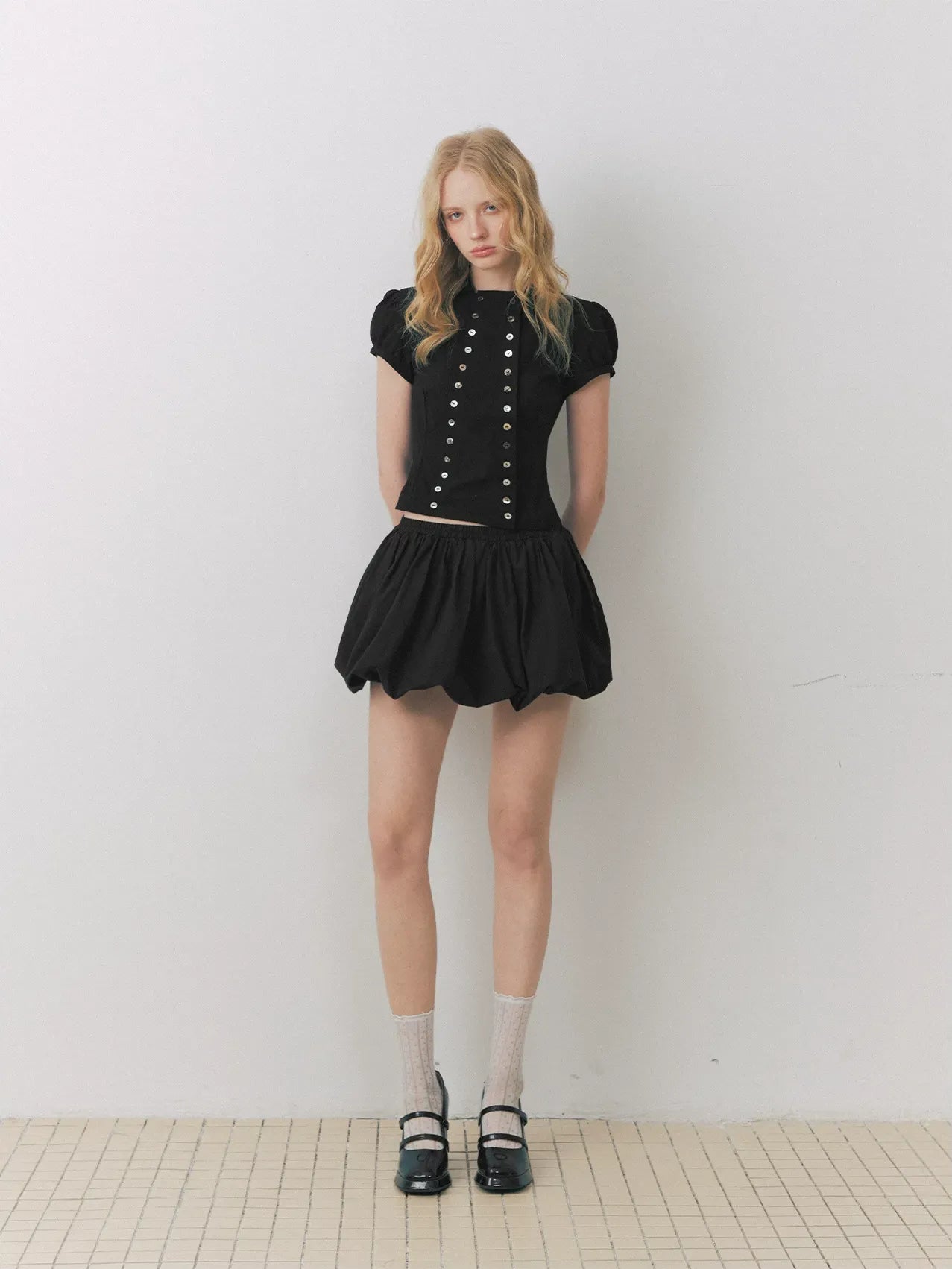 Shell Button Fitted Shirt