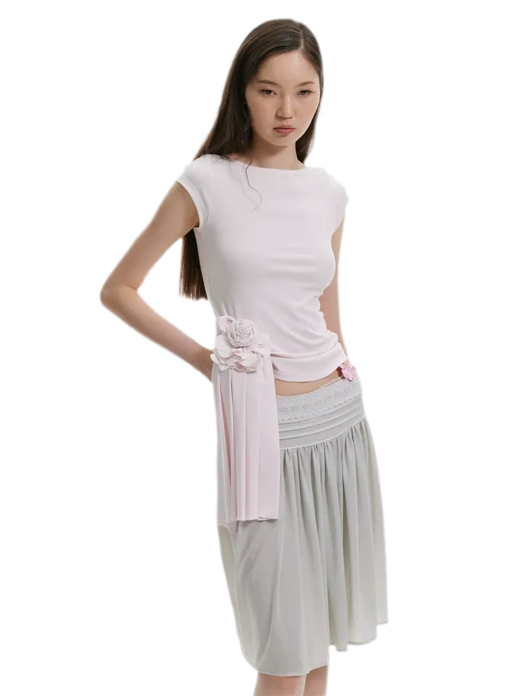Chiffon Contrast A-Line Skirt