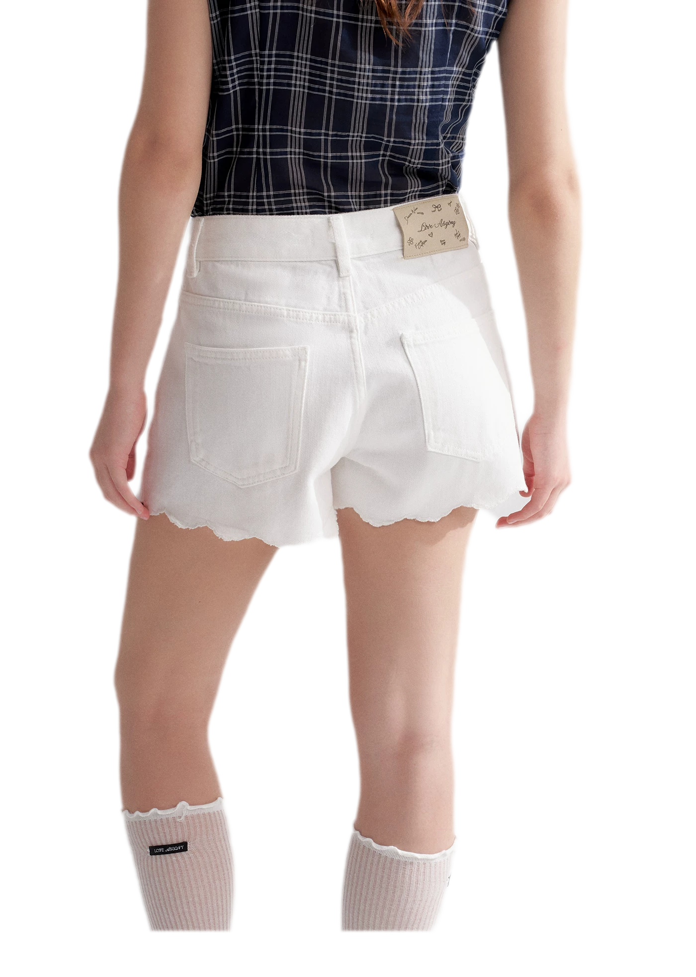 Eyelet Embroidered Denim Shorts