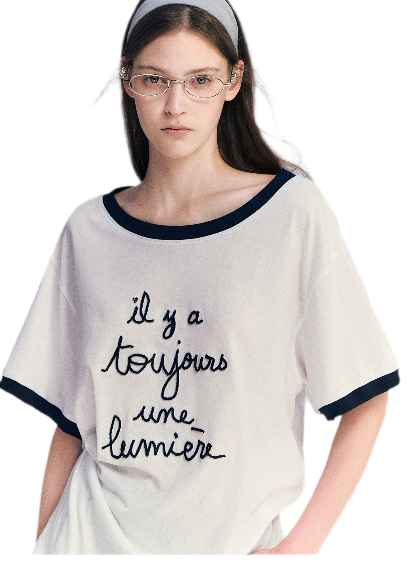Contrast Rib Knit T-Shirt
