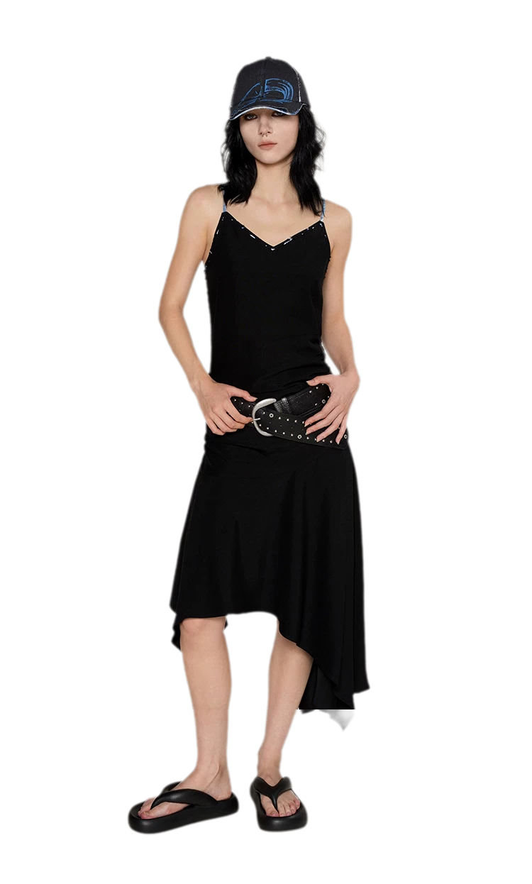 Acetate Asymmetric Slip Dress